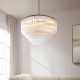 Endon-119108 - Montpellier - Brushed Aged Brass 6 Light Chandelier with Ribbed Cylindrical Clear Glass