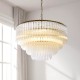 Endon-119108 - Montpellier - Brushed Aged Brass 6 Light Chandelier with Ribbed Cylindrical Clear Glass