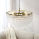 Endon-119108 - Montpellier - Brushed Aged Brass 6 Light Chandelier with Ribbed Cylindrical Clear Glass