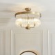 Endon-119109 - Clermont - Warm Antique Brass 3 Light Semi Flush with Clear Glass Rods