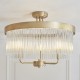 Endon-119109 - Clermont - Warm Antique Brass 3 Light Semi Flush with Clear Glass Rods