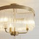 Endon-119109 - Clermont - Warm Antique Brass 3 Light Semi Flush with Clear Glass Rods