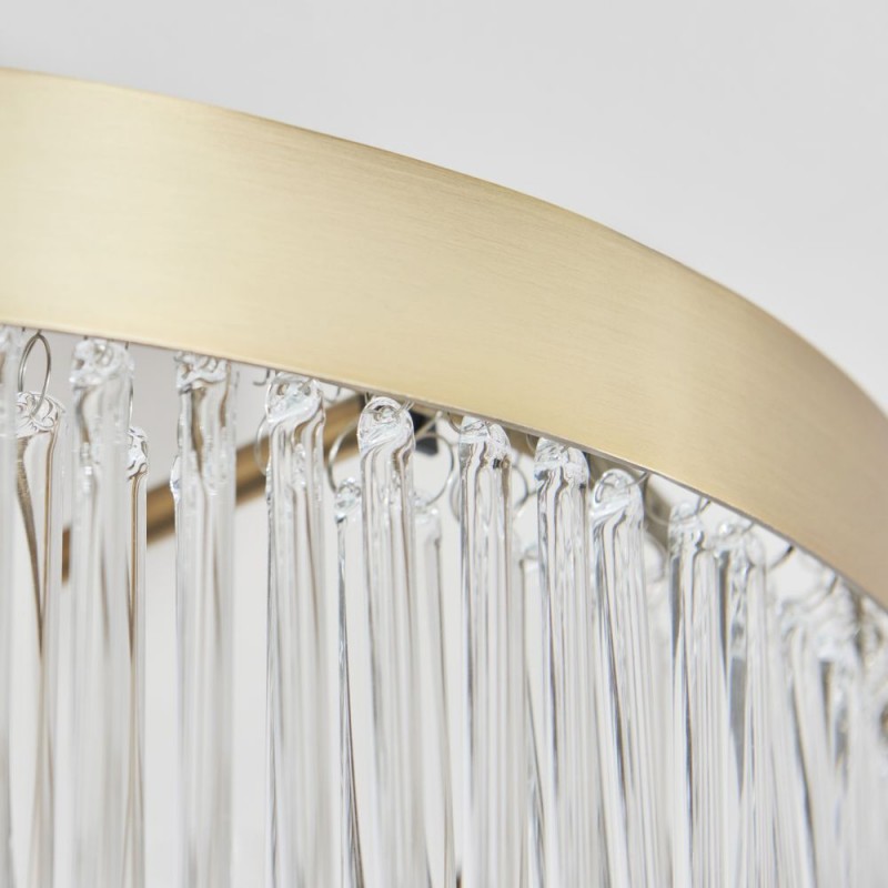 Endon-119109 - Clermont - Warm Antique Brass 3 Light Semi Flush with Clear Glass Rods