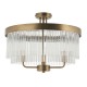 Endon-119109 - Clermont - Warm Antique Brass 3 Light Semi Flush with Clear Glass Rods
