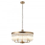Clermont - Warm Antique Brass 5 Light Centre Fitting with Clear Glass Rods