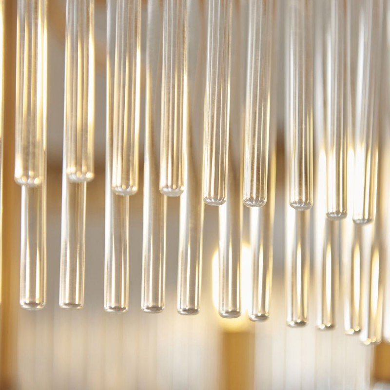 Endon-119110 - Clermont - Warm Antique Brass 5 Light Centre Fitting with Clear Glass Rods