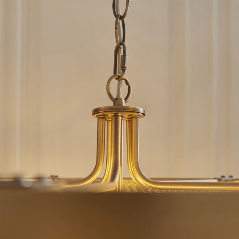 Endon-119110 - Clermont - Warm Antique Brass 5 Light Centre Fitting with Clear Glass Rods