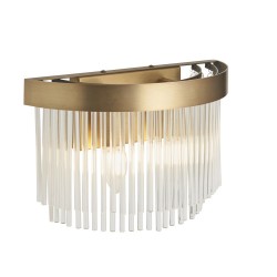 Clermont - Warm Antique Brass 2 Light Wall Lamp with Clear Glass Rods