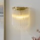 Endon-119132 - Montpellier - Brushed Aged Brass Wall Lamp with Ribbed Cylindrical Clear Glass