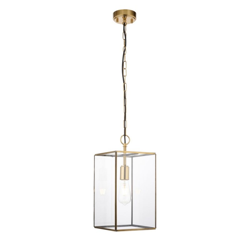 Endon-119141 - Hammond Grand - Brushed Aged Brass Lantern Pendant