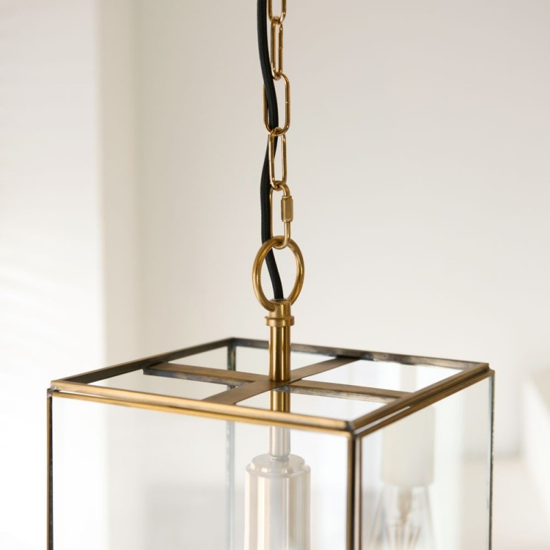 Endon-119141 - Hammond Grand - Brushed Aged Brass Lantern Pendant