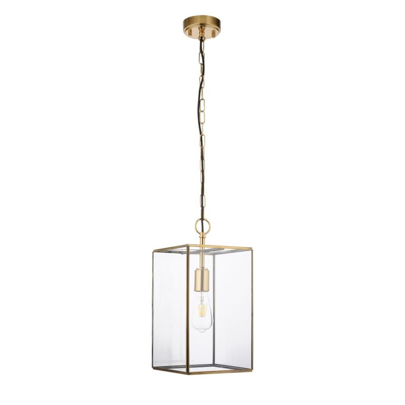Endon-119141 - Hammond Grand - Brushed Aged Brass Lantern Pendant