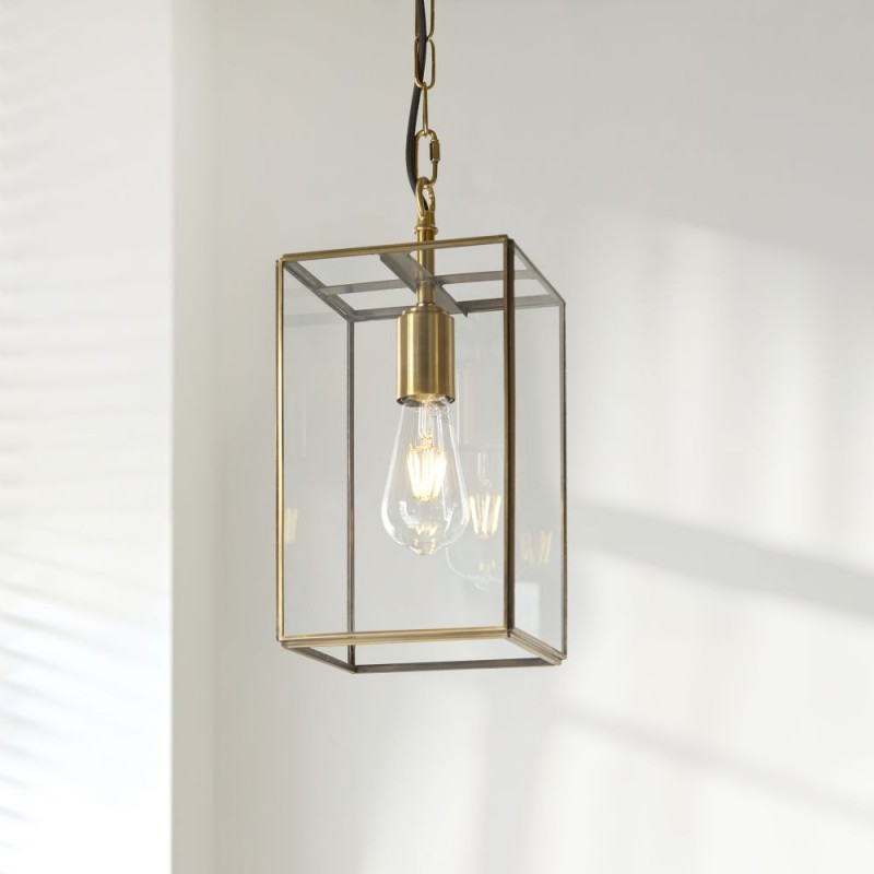 Endon-119142 - Hammond - Brushed Aged Brass Lantern Pendant