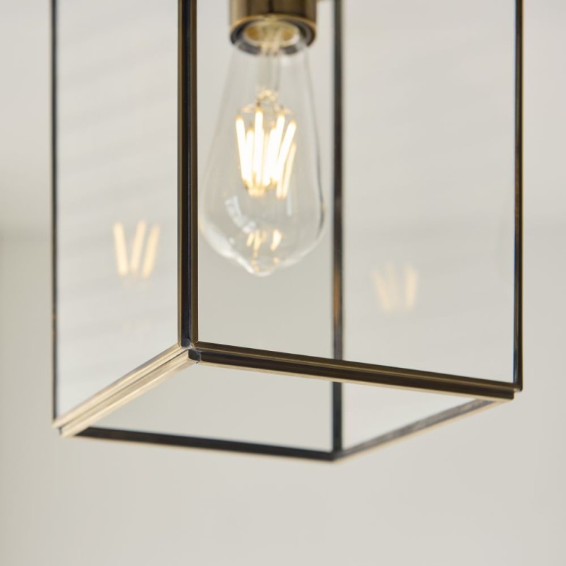 Endon-119142 - Hammond - Brushed Aged Brass Lantern Pendant