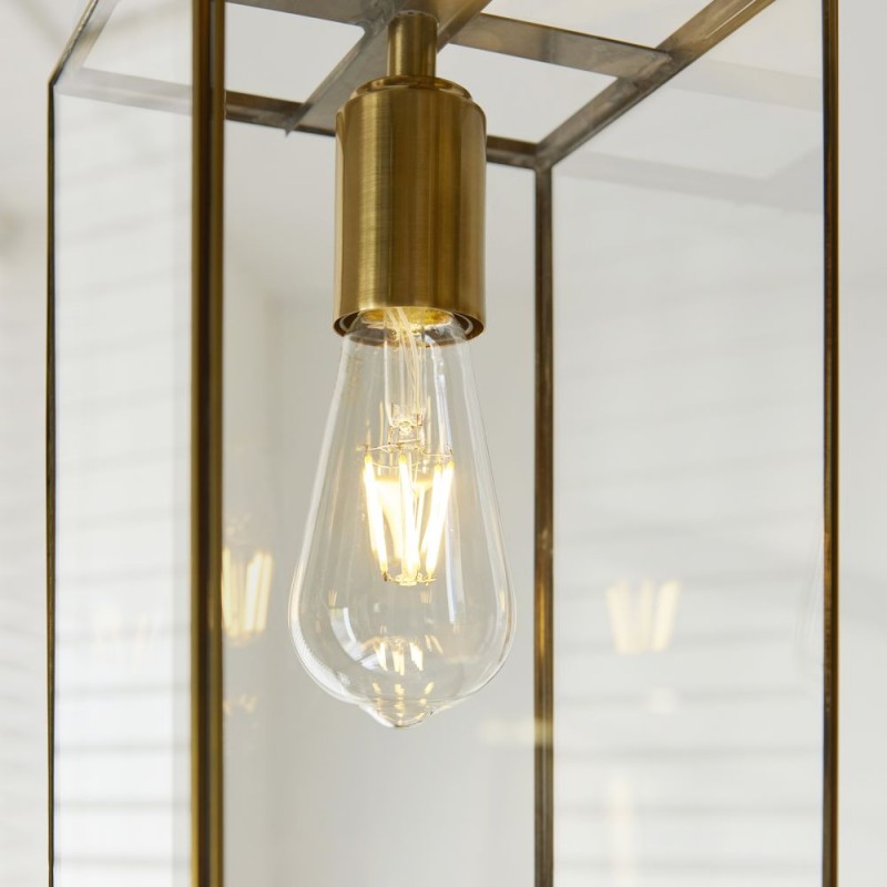 Endon-119142 - Hammond - Brushed Aged Brass Lantern Pendant