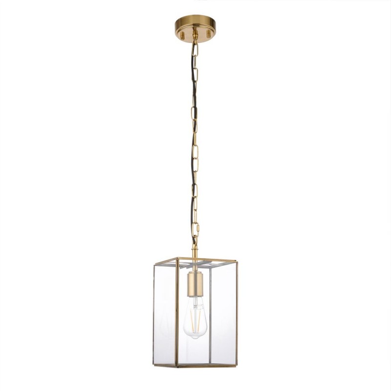 Endon-119142 - Hammond - Brushed Aged Brass Lantern Pendant