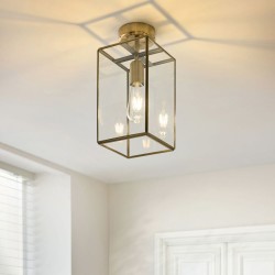 Hammond - Brushed Aged Brass Lantern Semi Flush