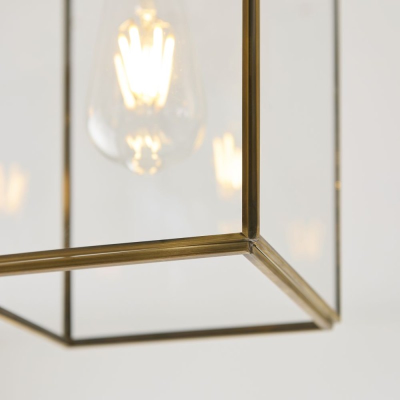 Endon-119143 - Hammond - Brushed Aged Brass Lantern Semi Flush