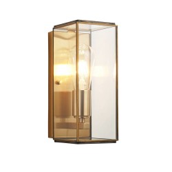 Hammond - Brushed Aged Brass Lantern Wall Lamp