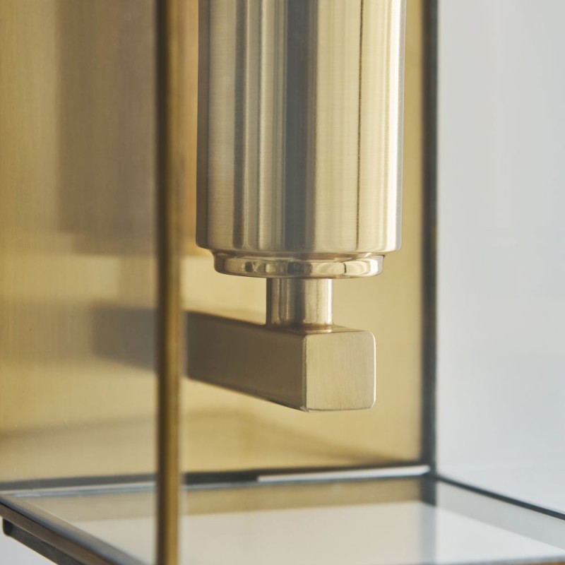 Endon-119144 - Hammond - Brushed Aged Brass Lantern Wall Lamp