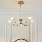 Hague - Warm Antique Brass 5 Light Centre Fitting with Twisted Glass Shades
