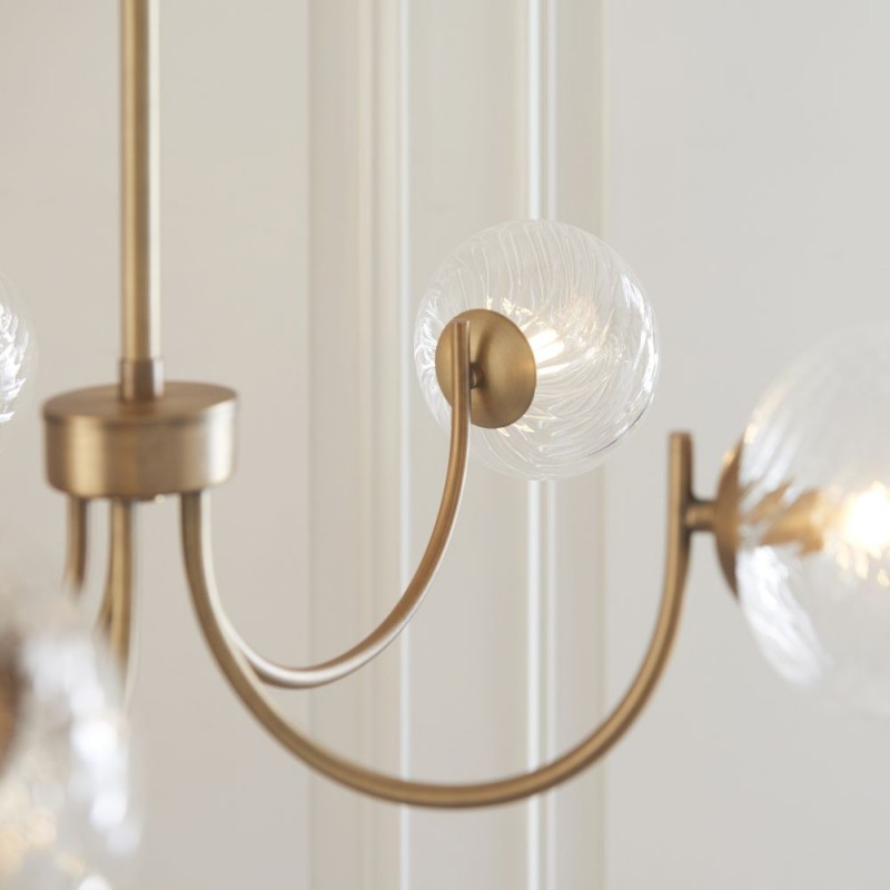 Endon-119210 - Hague - Warm Antique Brass 5 Light Centre Fitting with Twisted Glass Shades