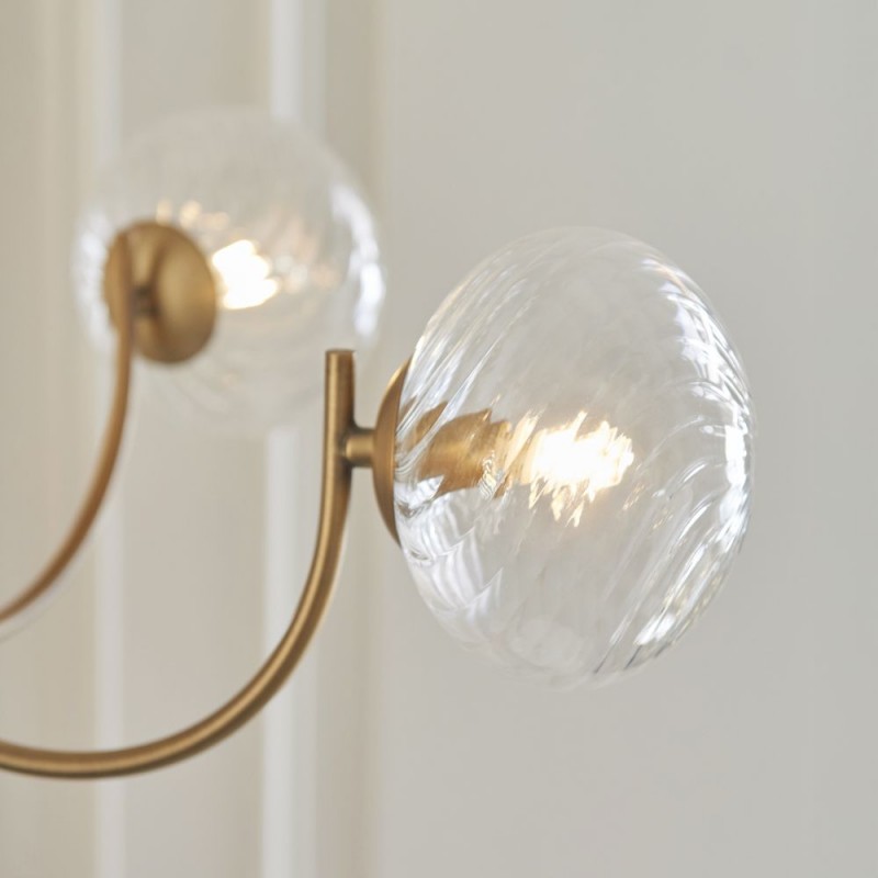 Endon-119210 - Hague - Warm Antique Brass 5 Light Centre Fitting with Twisted Glass Shades