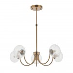 Hague - Warm Antique Brass 5 Light Centre Fitting with Twisted Glass Shades