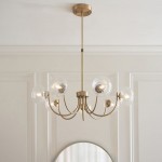 Hague - Warm Antique Brass 7 Light Centre Fitting with Twisted Glass Shades