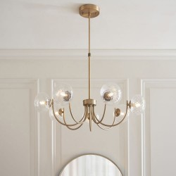 Hague - Warm Antique Brass 7 Light Centre Fitting with Twisted Glass Shades