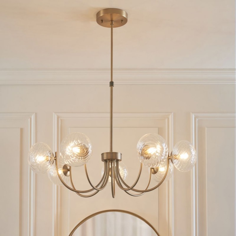 Endon-119224 - Hague - Warm Antique Brass 7 Light Centre Fitting with Twisted Glass Shades