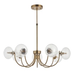 Hague - Warm Antique Brass 7 Light Centre Fitting with Twisted Glass Shades
