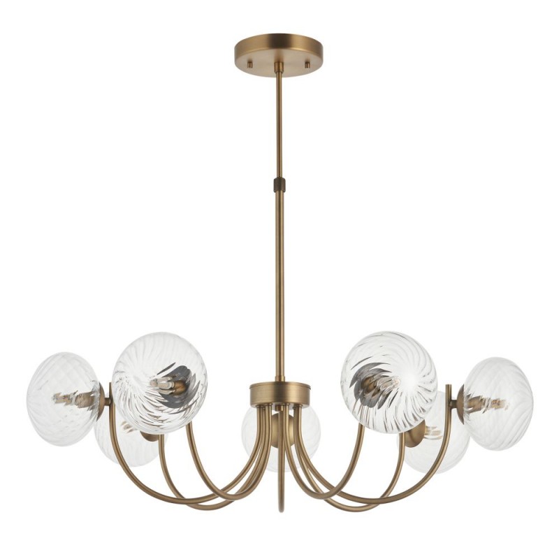 Endon-119224 - Hague - Warm Antique Brass 7 Light Centre Fitting with Twisted Glass Shades