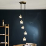 Allegra - Antique Brass 5 Light Cluster Pendant with Clear Spiral Glasses