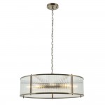 Ridgeton - Antique Brass 8 Light Pendant with Ribbed Glass