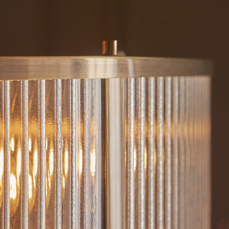 Endon-119455 - Ridgeton - Antique Brass 8 Light Pendant with Ribbed Glass