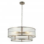 Ridgeton - Antique Brass 8 Light Pendant with Ribbed Glass