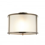Ridgeton - Antique Brass Flush with Frosted Ribbed Glass