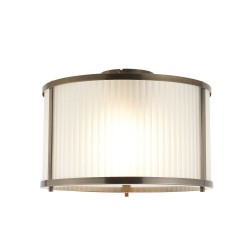 Ridgeton - Antique Brass Flush with Frosted Ribbed Glass