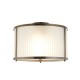 Endon-119457 - Ridgeton - Antique Brass Flush with Frosted Ribbed Glass