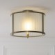 Endon-119457 - Ridgeton - Antique Brass Flush with Frosted Ribbed Glass