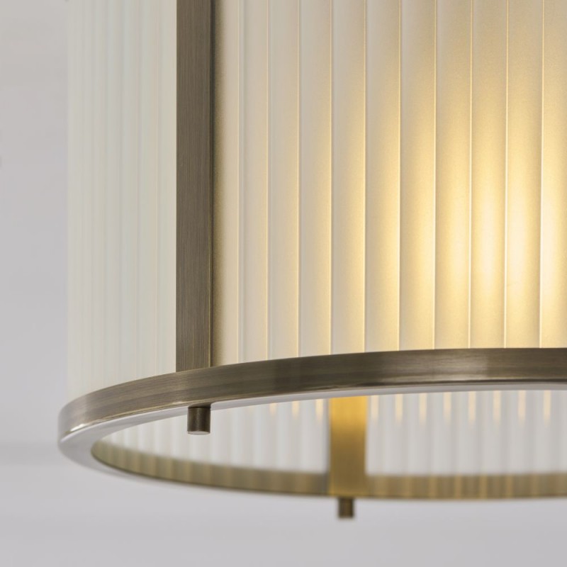 Endon-119457 - Ridgeton - Antique Brass Flush with Frosted Ribbed Glass