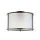 Endon-119457 - Ridgeton - Antique Brass Flush with Frosted Ribbed Glass