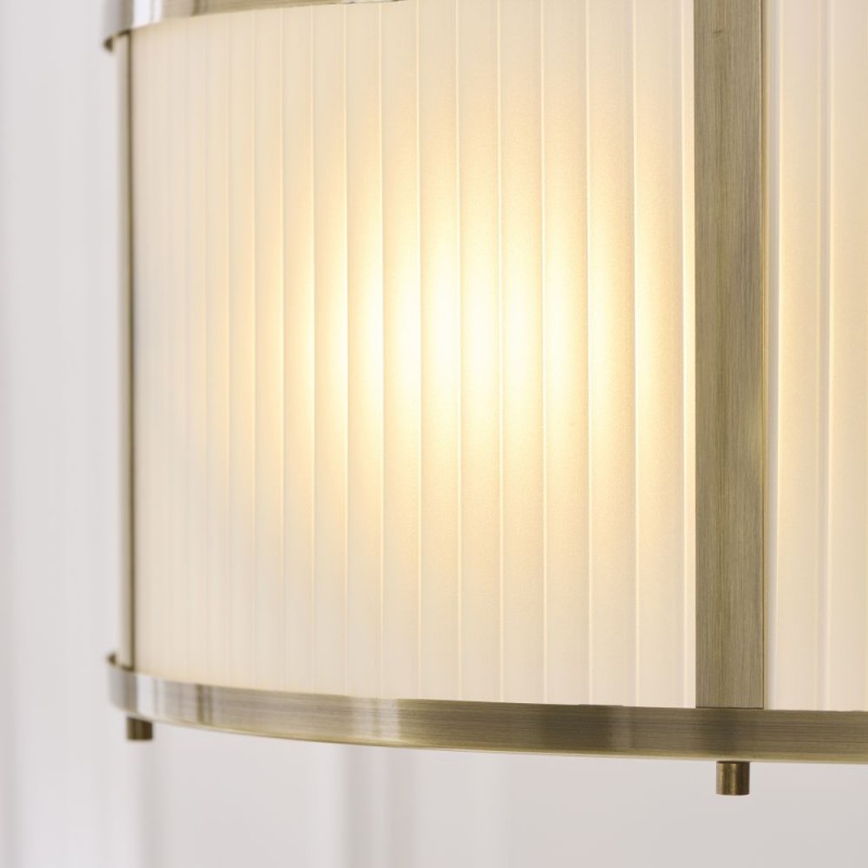 Endon-119458 - Ridgeton - Antique Brass 3 Light Pendant with Frosted Ribbed Glass
