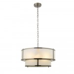 Ridgeton - Antique Brass 5 Light Pendant with Frosted Ribbed Glass