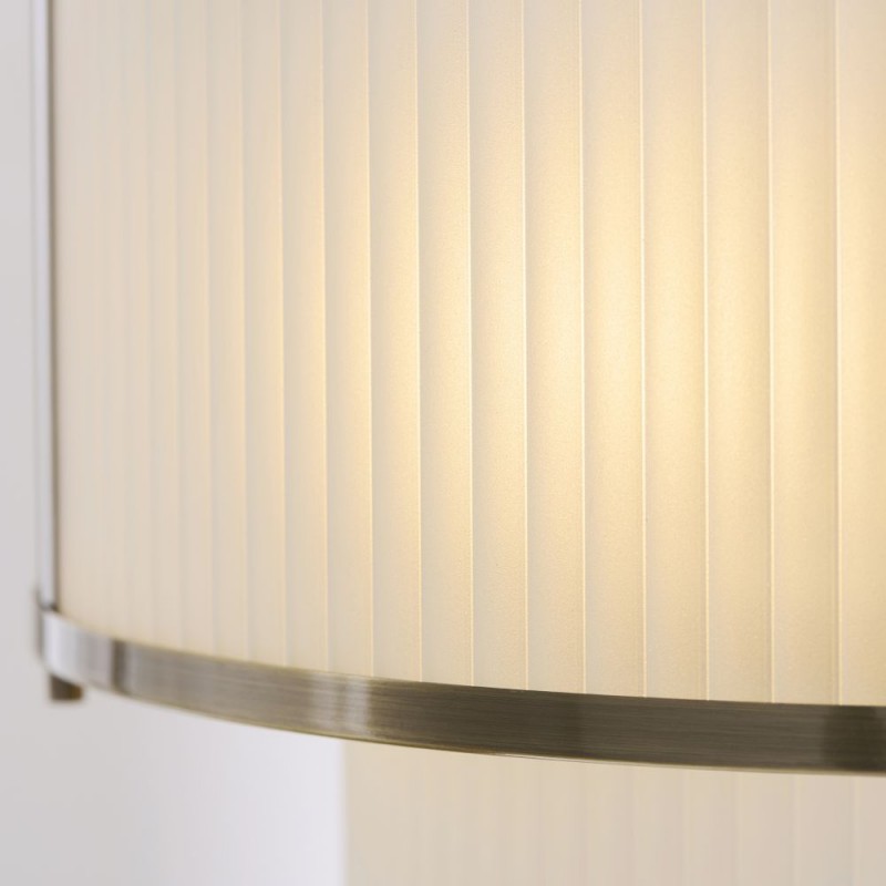 Endon-119459 - Ridgeton - Antique Brass 5 Light Pendant with Frosted Ribbed Glass