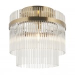 Marietta - Antique Brass Semi Flush with Clear Glass Rods
