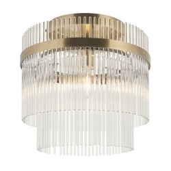 Marietta - Antique Brass Semi Flush with Clear Glass Rods