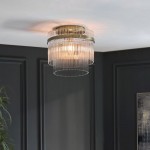 Marietta - Antique Brass Semi Flush with Clear Glass Rods