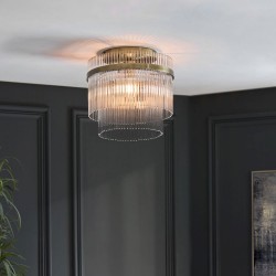 Marietta - Antique Brass Semi Flush with Clear Glass Rods